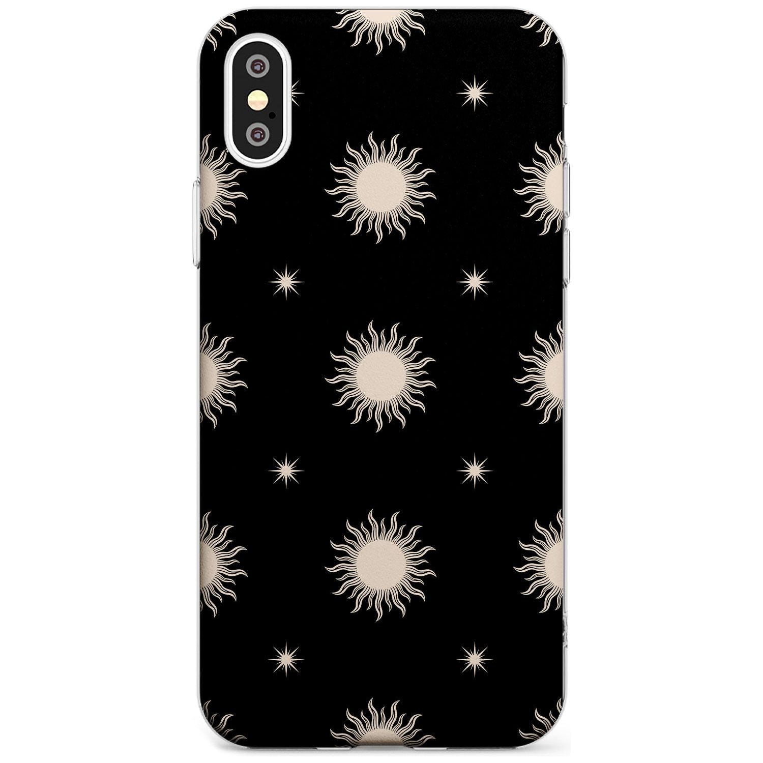Celestial Patterns Classic Suns (Black) Phone Case iPhone X / iPhone XS / Clear Case,iPhone XR / Clear Case,iPhone XS MAX / Clear Case Blanc Space