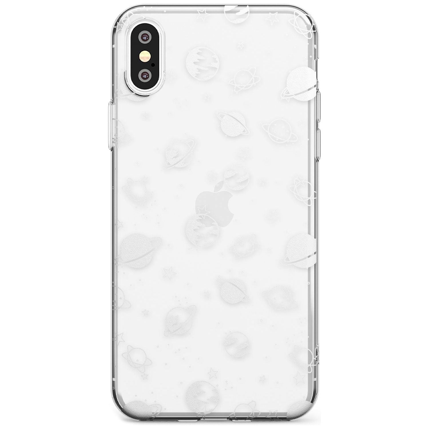 White Planets on Clear Black Impact Phone Case for iPhone X XS Max XR