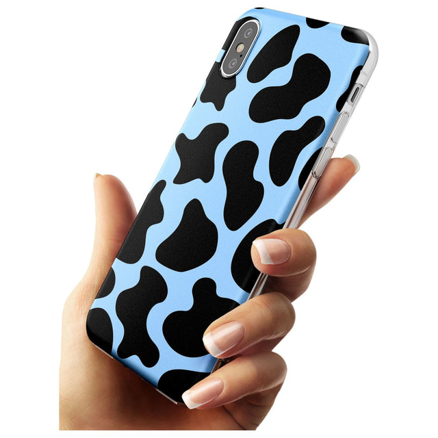 Blue and Black Cow Print Slim TPU Phone Blanc Space X XS Max XR