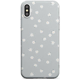 Painted Daises - Blue-Grey Cute Floral Design Black Impact Phone Case for iPhone X XS Max XR