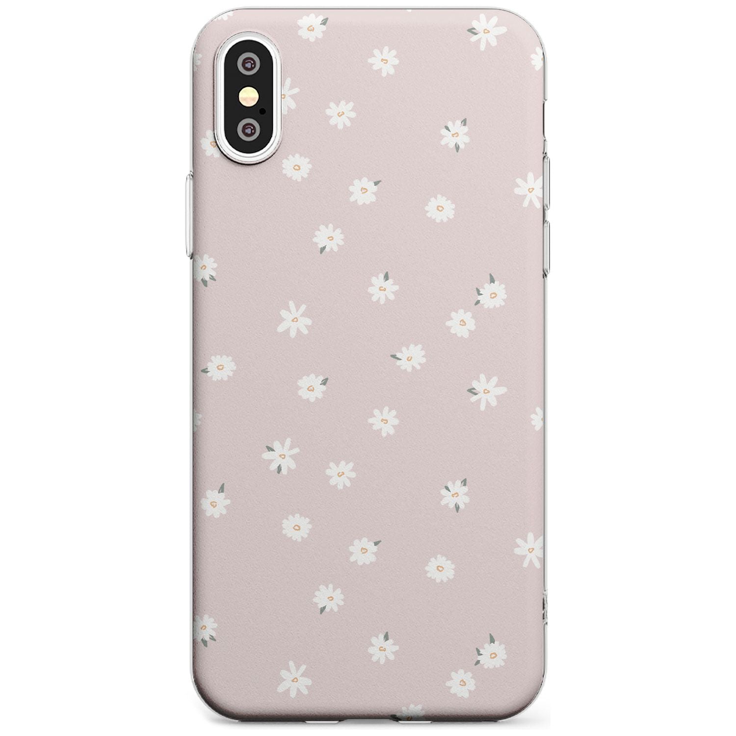Painted Daises on Pink - Cute Floral Daisy Design Black Impact Phone Case for iPhone X XS Max XR