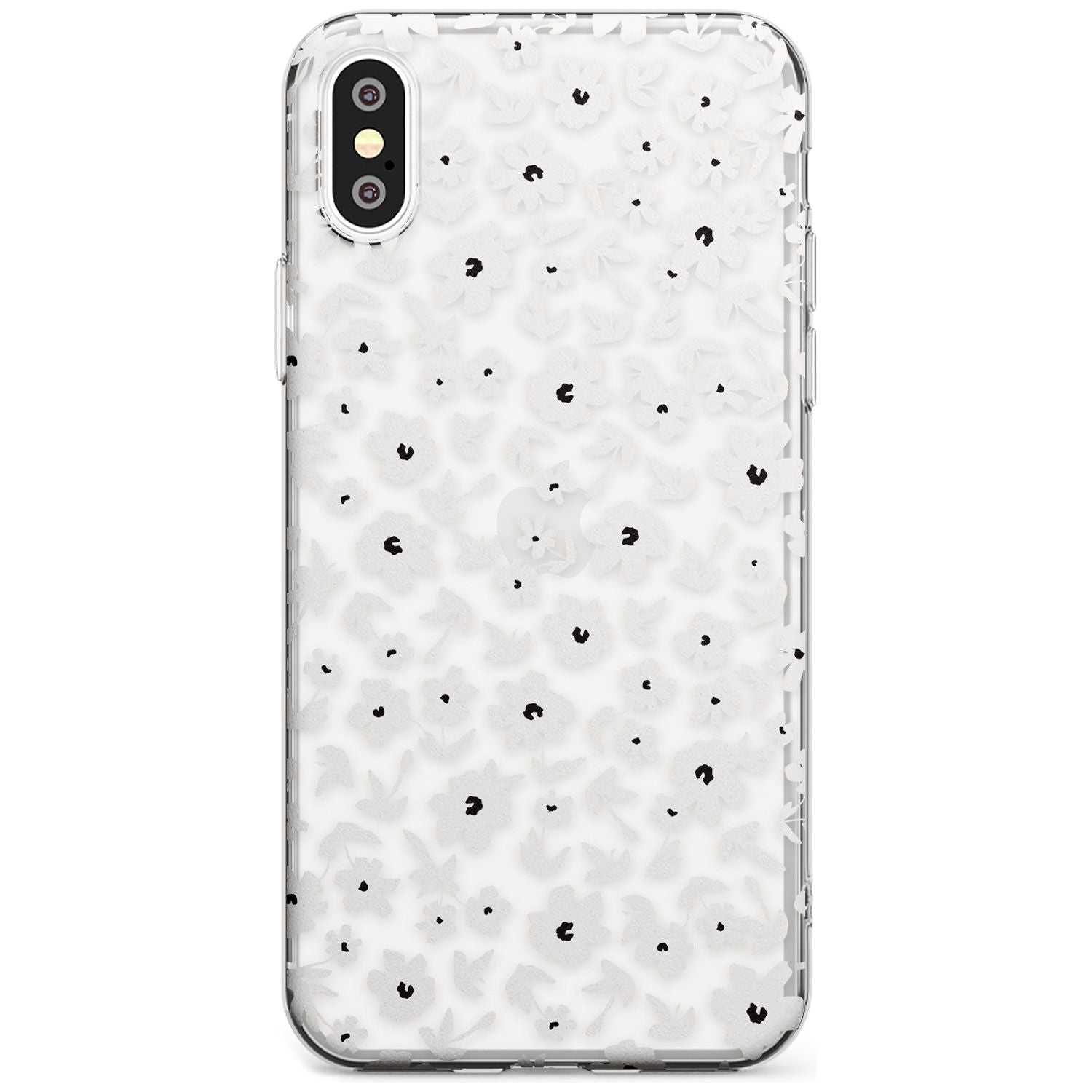 Floral Print on Clear - Cute Floral Design Black Impact Phone Case for iPhone X XS Max XR