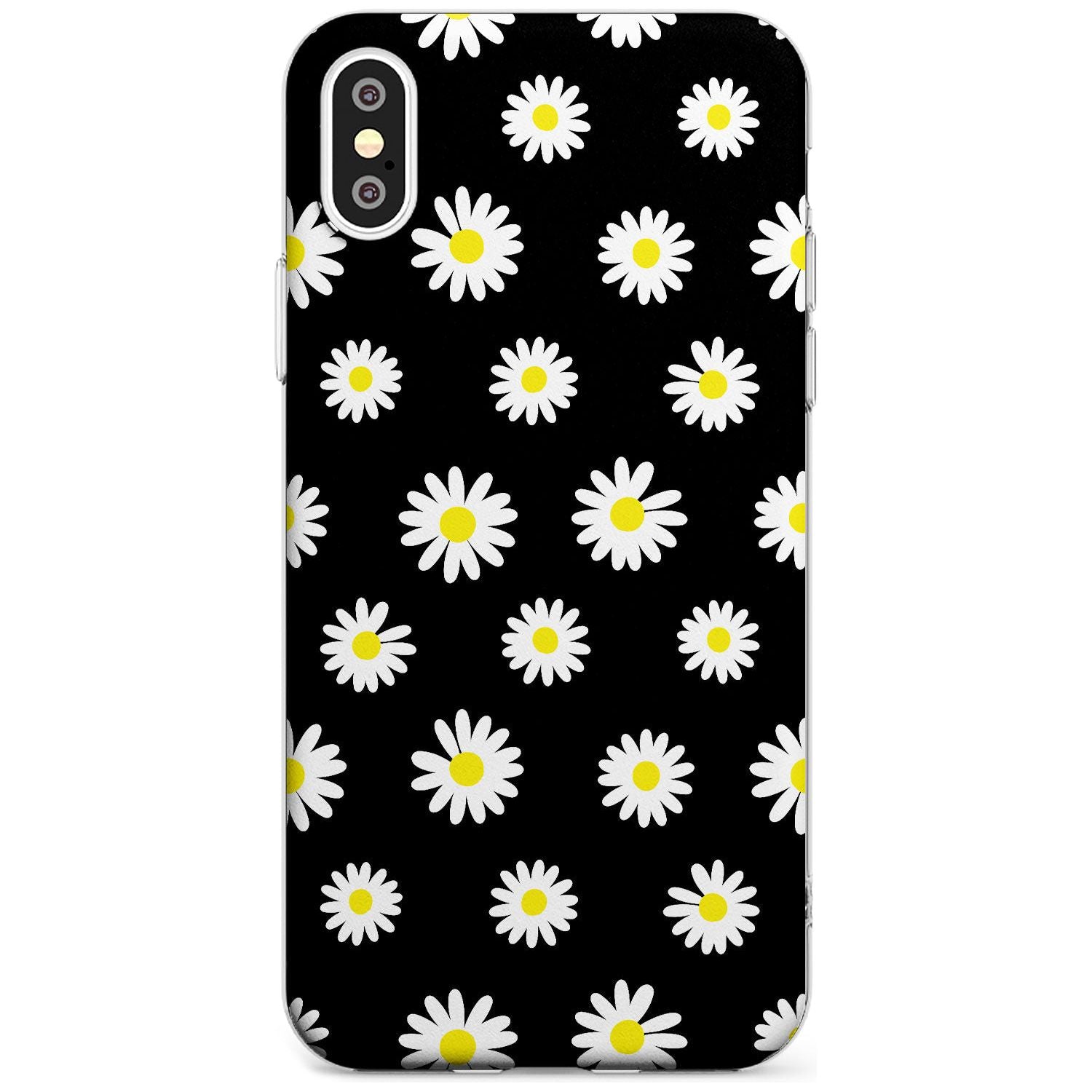 White Daisy Pattern (Black) Slim TPU Phone Case Warehouse X XS Max XR