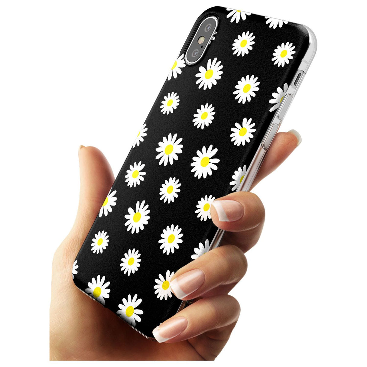 White Daisy Pattern (Black) Slim TPU Phone Case Warehouse X XS Max XR