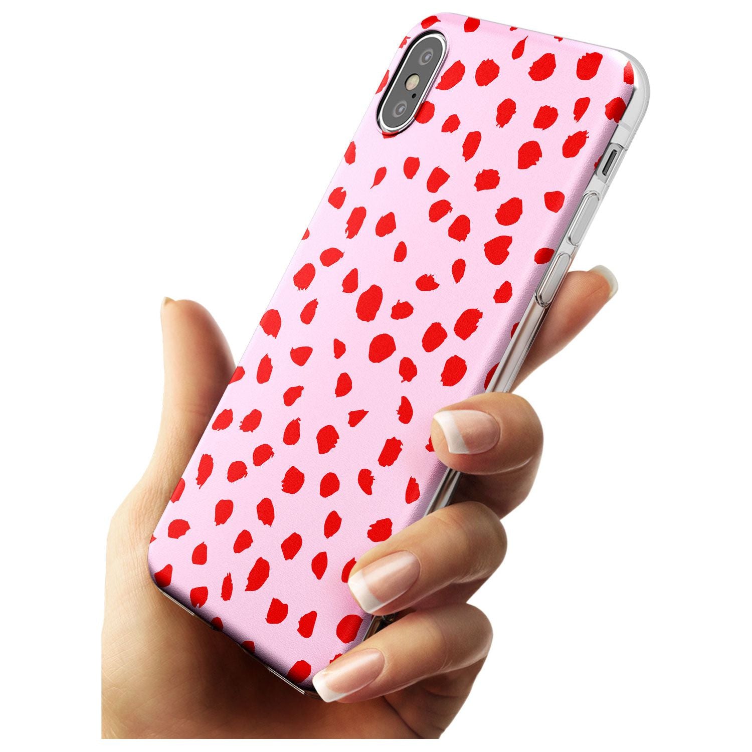 Red on Pink Dalmatian Polka Dot Spots Slim TPU Phone Case Warehouse X XS Max XR