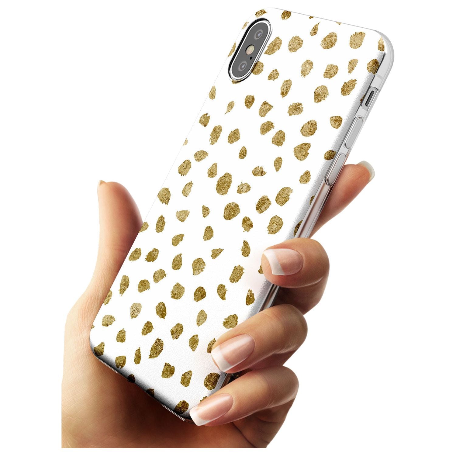 Gold Look on White Dalmatian Polka Dot Spots Slim TPU Phone Case Warehouse X XS Max XR