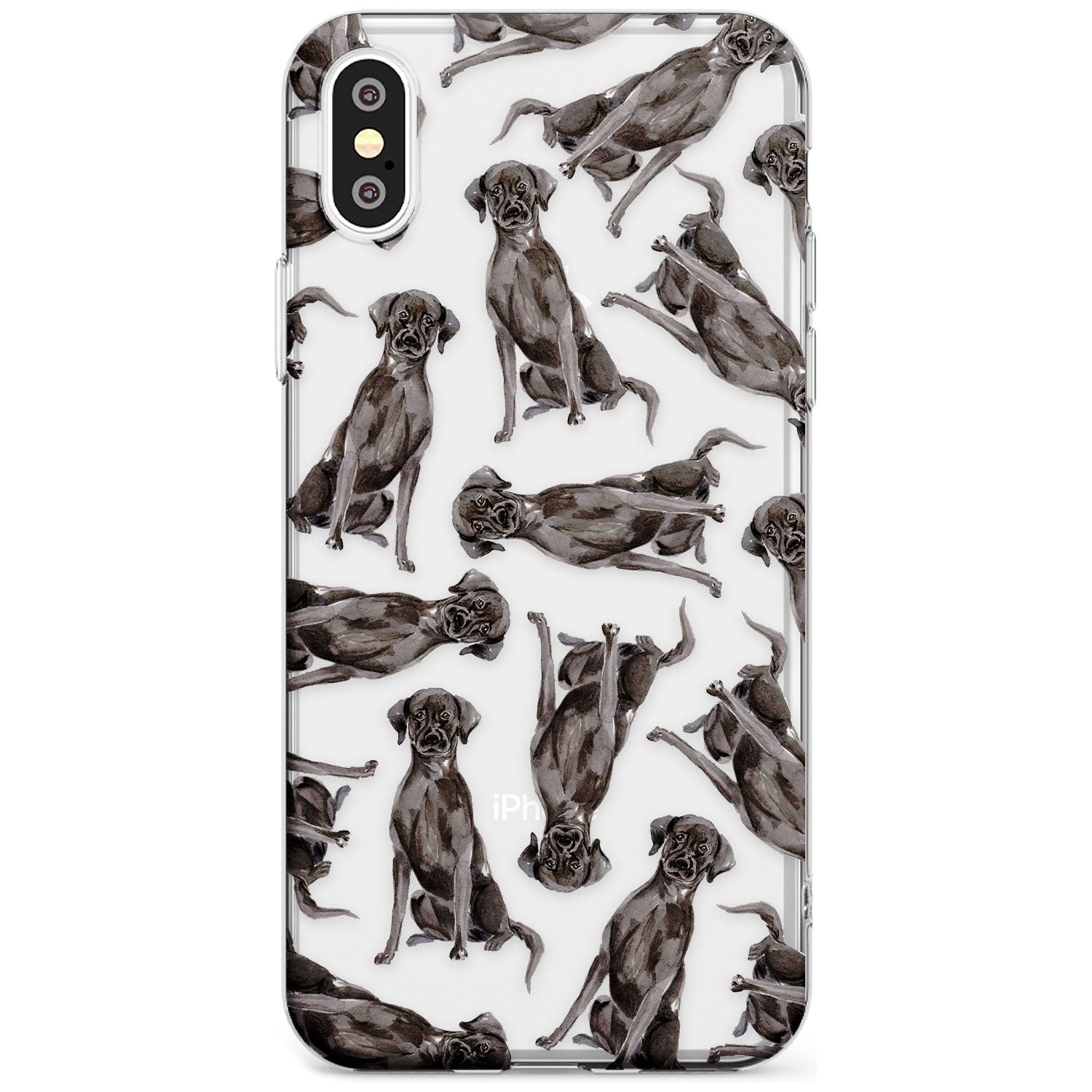 Black Labrador Watercolour Dog Pattern Slim TPU Phone Case Warehouse X XS Max XR