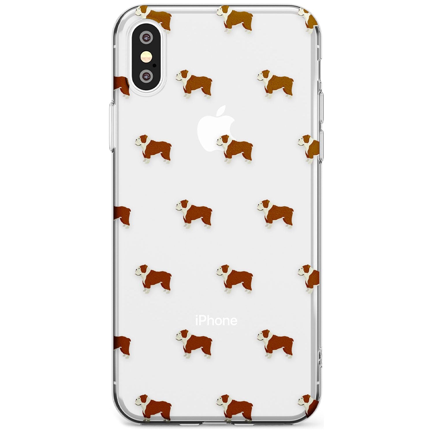 English Bulldog Dog Pattern Clear Slim TPU Phone Case Warehouse X XS Max XR