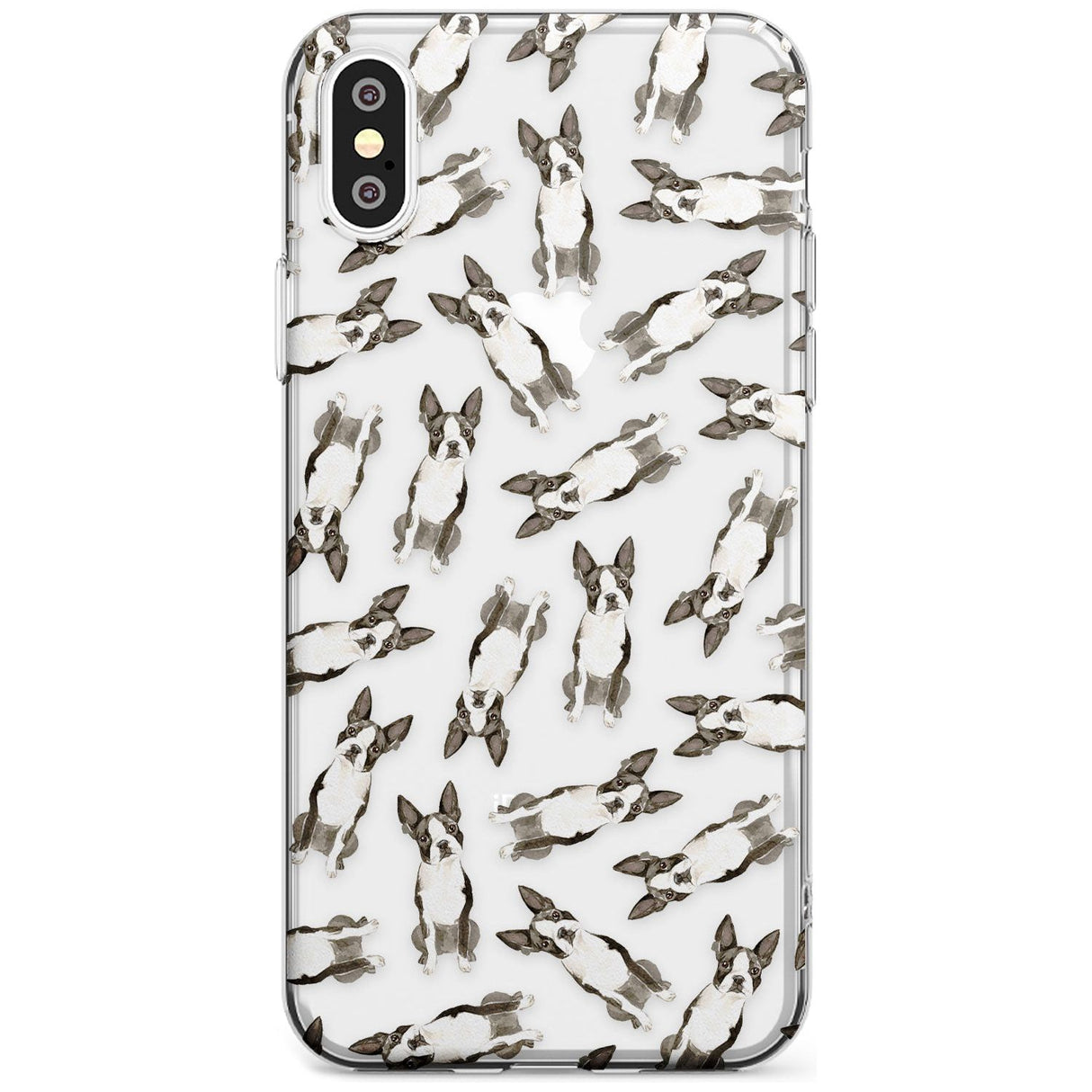 Boston Terrier Watercolour Dog Pattern Slim TPU Phone Case Warehouse X XS Max XR