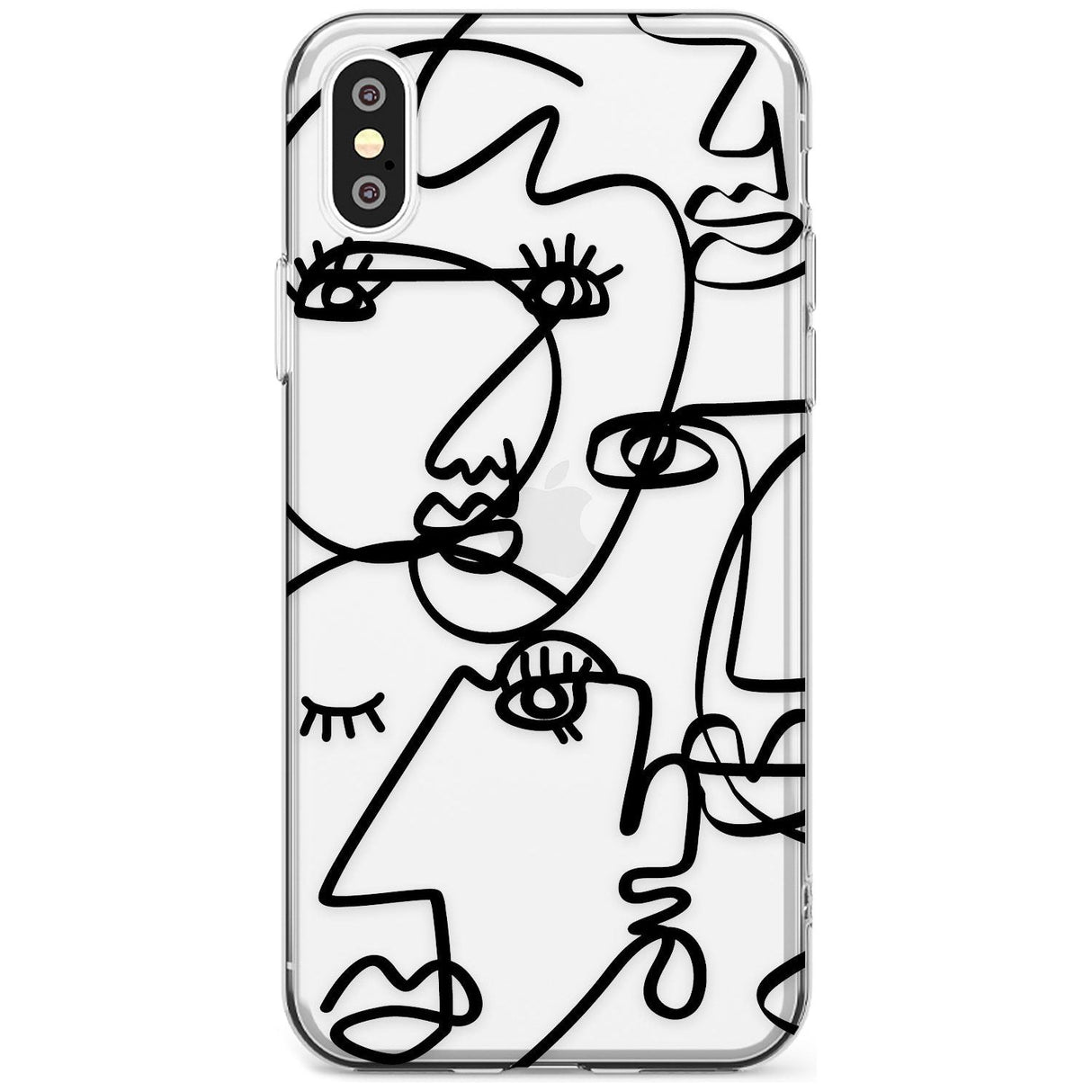 Continuous Line Faces: Black on Clear Black Impact Phone Case for iPhone X XS Max XR