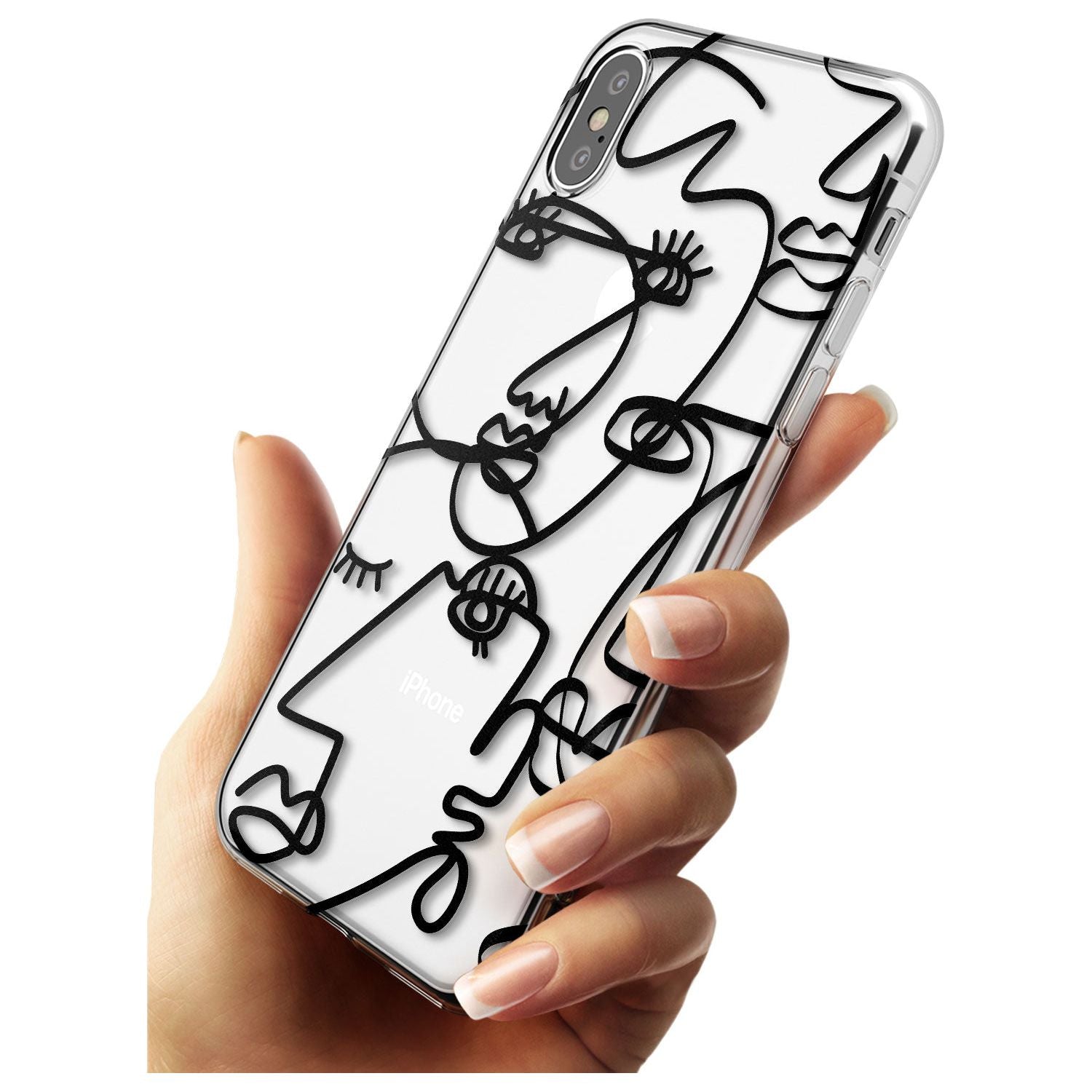 Continuous Line Faces: Black on Clear Black Impact Phone Case for iPhone X XS Max XR