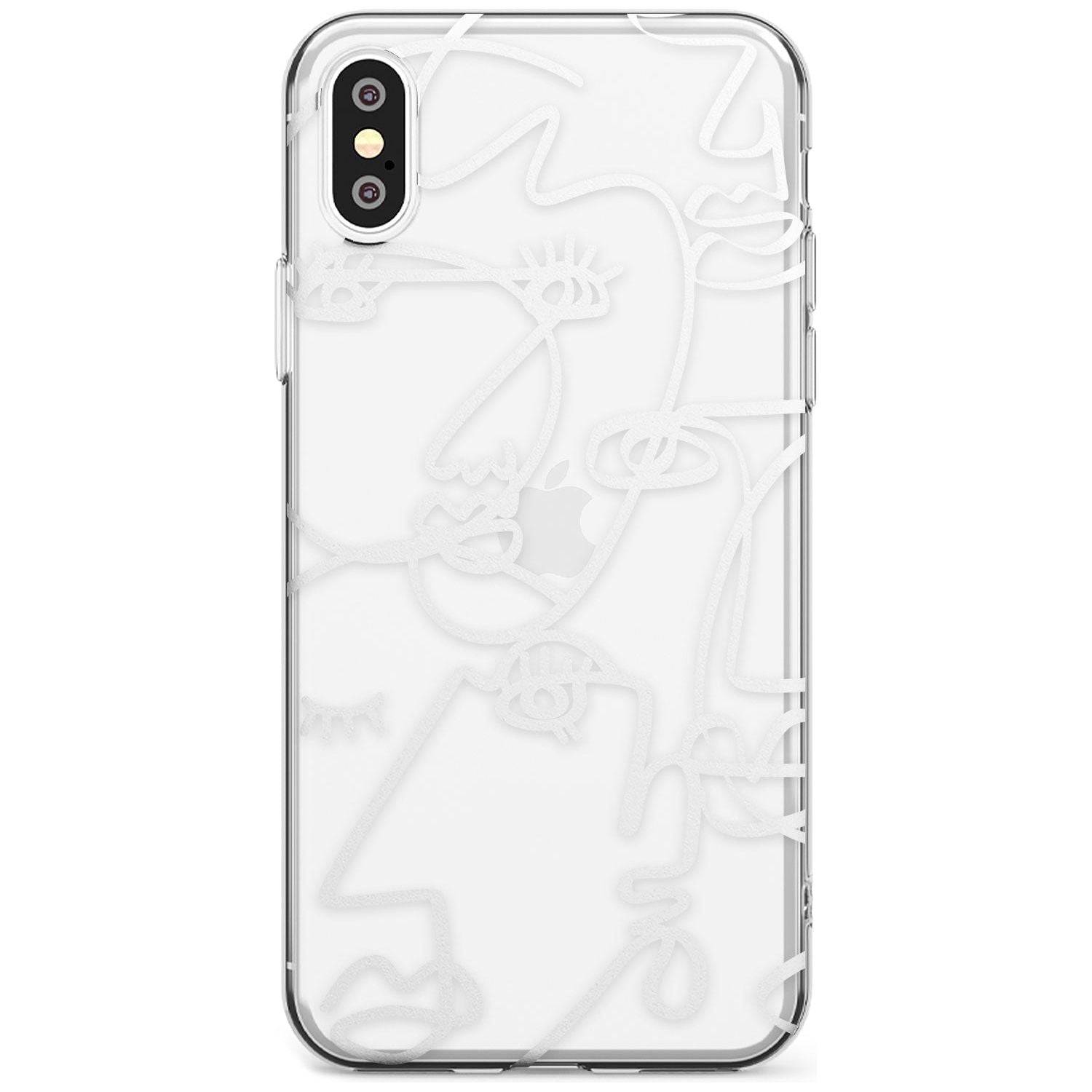 Continuous Line Faces: White on Clear Black Impact Phone Case for iPhone X XS Max XR