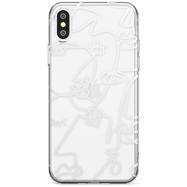 Continuous Line Faces: White on Clear Black Impact Phone Case for iPhone X XS Max XR