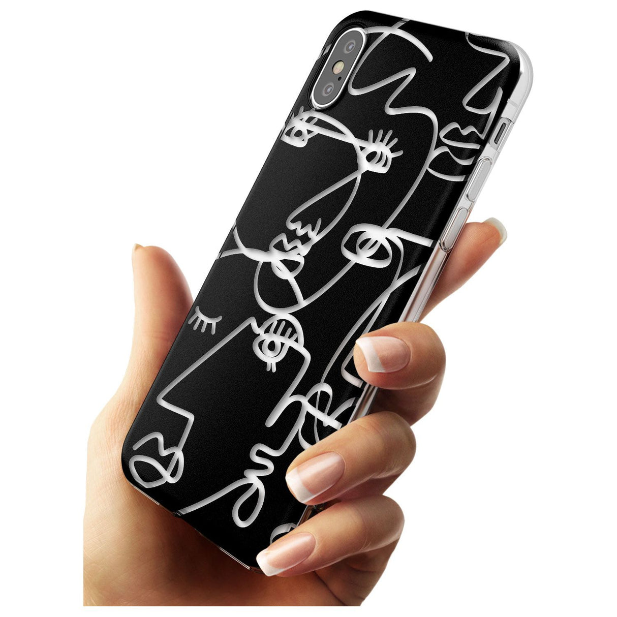 Continuous Line Faces: Clear on Black Black Impact Phone Case for iPhone X XS Max XR