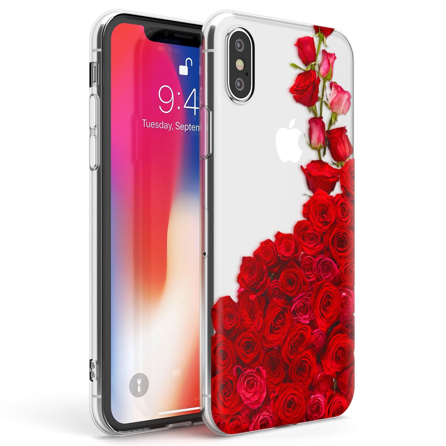 Floral Roses Phone Case iPhone X / iPhone XS / Clear Case,iPhone XR / Clear Case,iPhone XS MAX / Clear Case Blanc Space