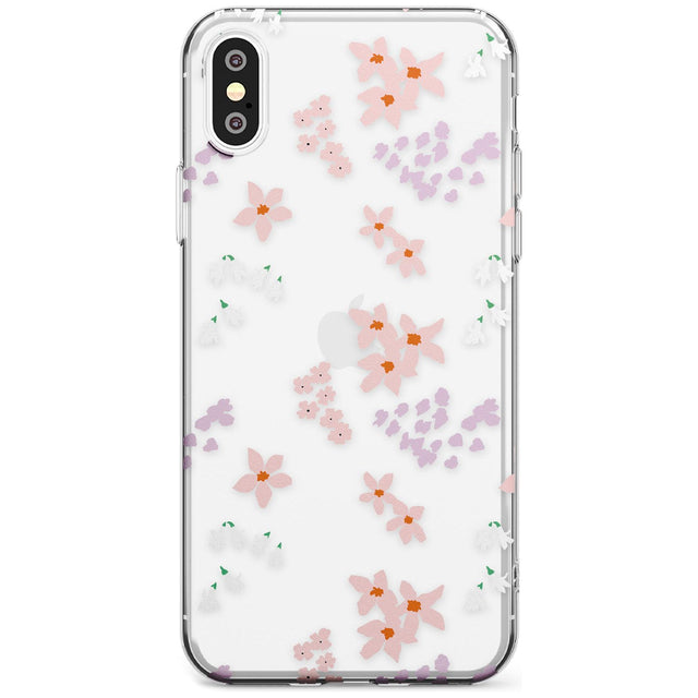 Pink & Purple Flower Mix: Clear Black Impact Phone Case for iPhone X XS Max XR