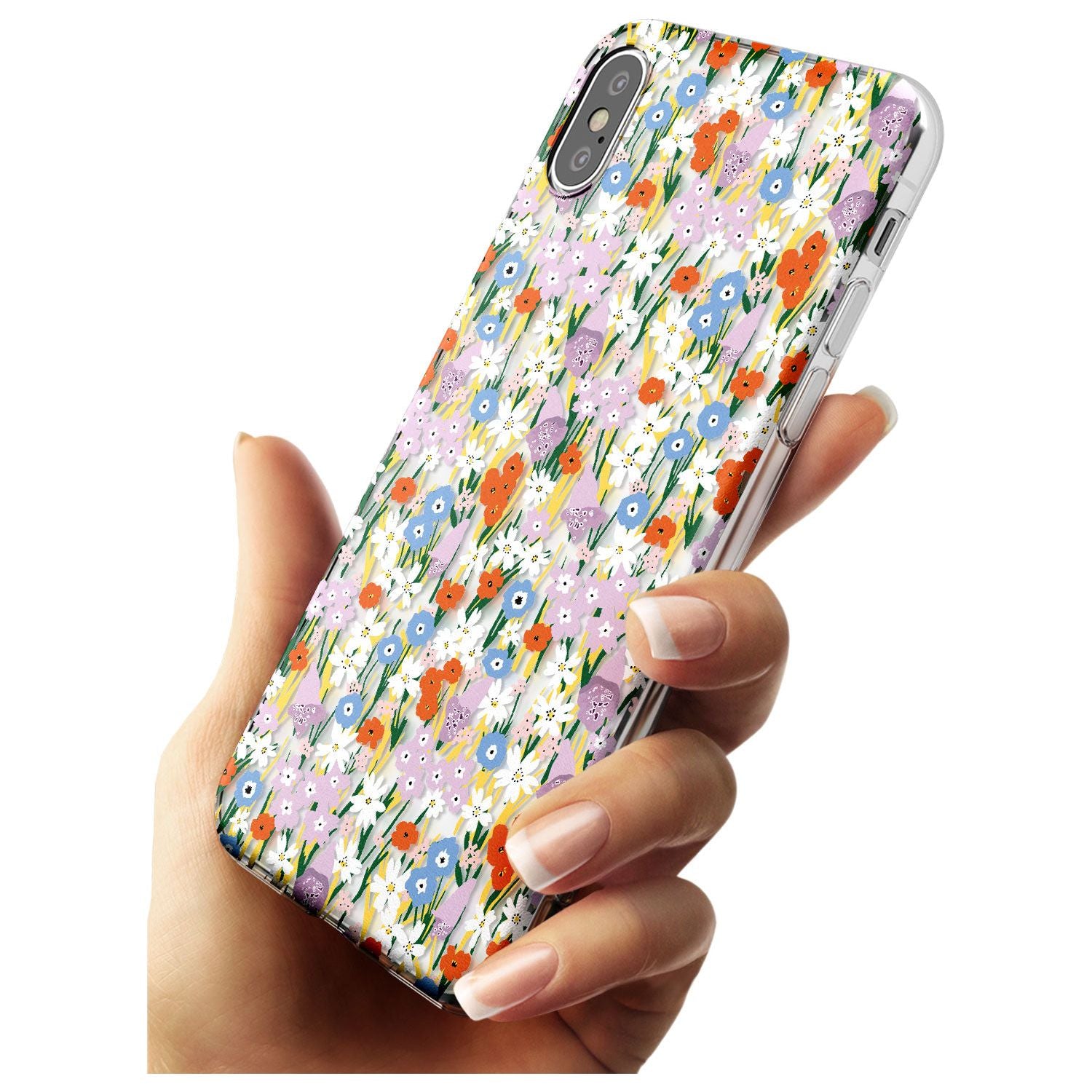 Energetic Floral Mix: Transparent Black Impact Phone Case for iPhone X XS Max XR