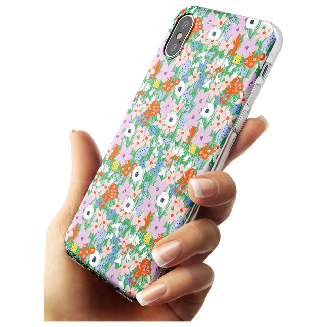 Jazzy Floral Mix: Transparent Black Impact Phone Case for iPhone X XS Max XR