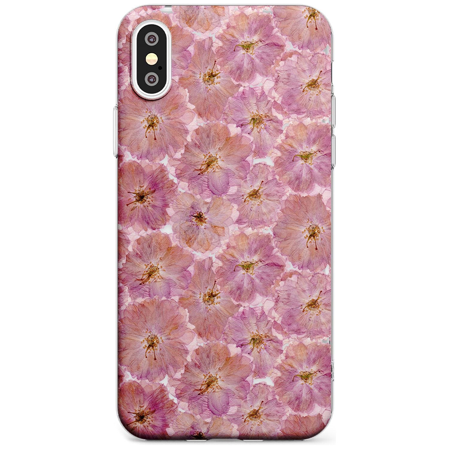 Large Pink Flowers Transparent Design Slim TPU Phone Case Warehouse X XS Max XR