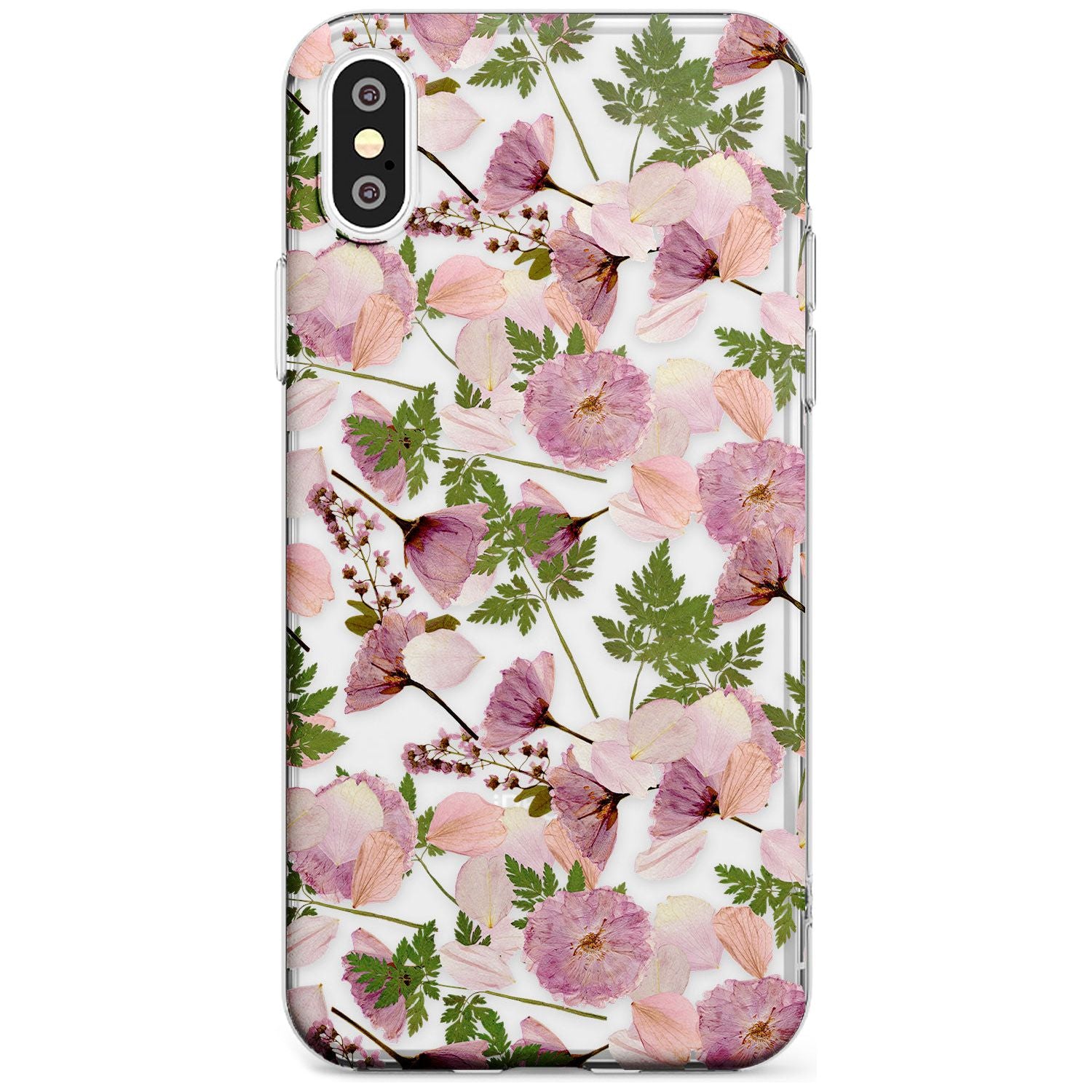 Leafy Floral Pattern Transparent Design Slim TPU Phone Case Warehouse X XS Max XR