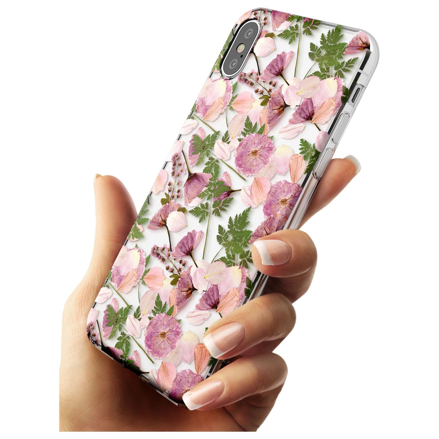 Leafy Floral Pattern Transparent Design Slim TPU Phone Case Warehouse X XS Max XR
