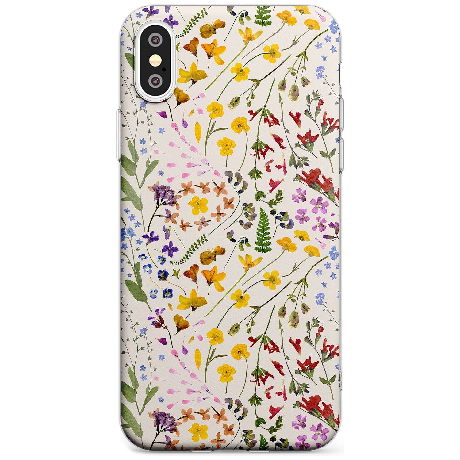 Wildflower & Leaves Cluster Design - Cream Slim TPU Phone Case Warehouse X XS Max XR