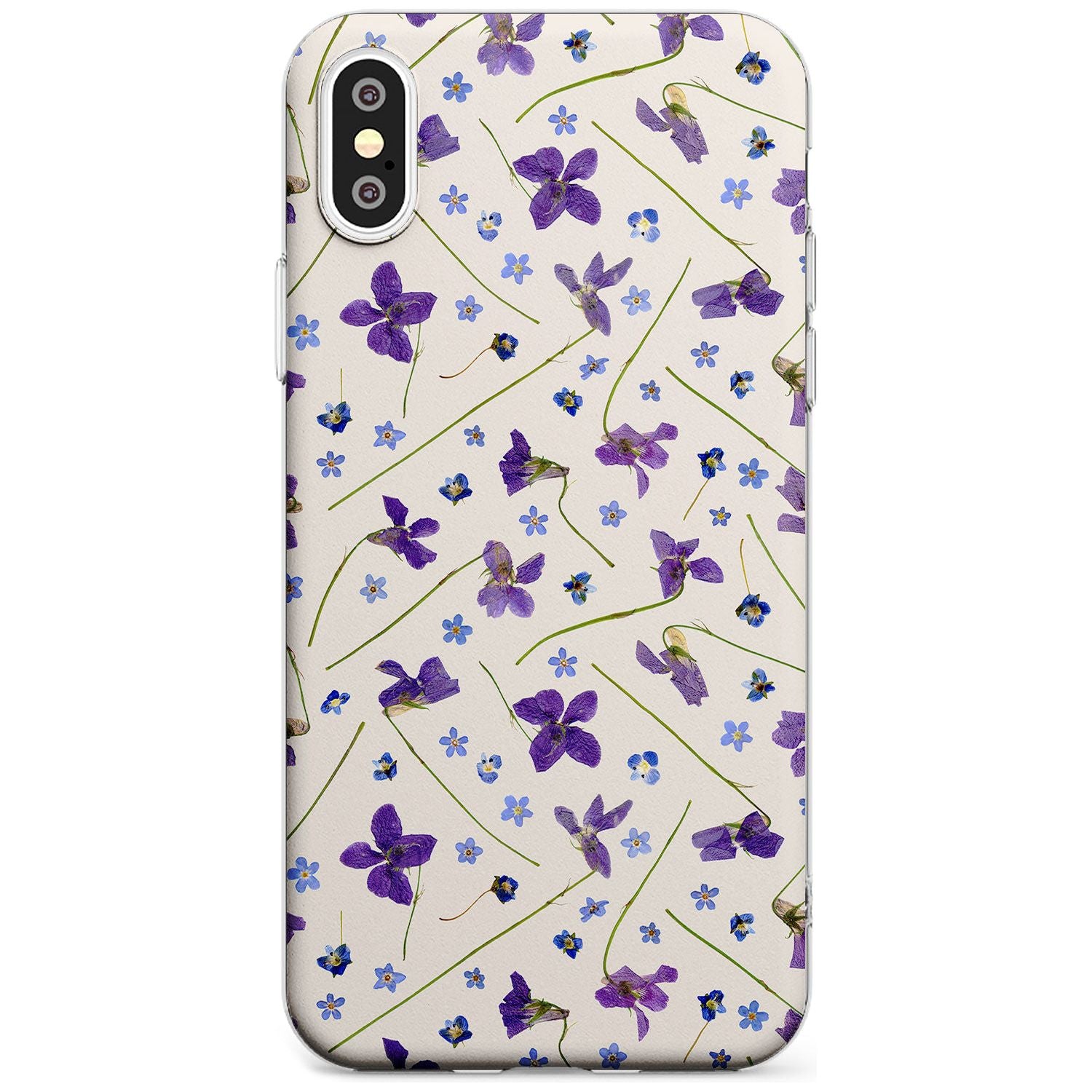 Violet Floral Pattern Design - Cream Slim TPU Phone Case Warehouse X XS Max XR