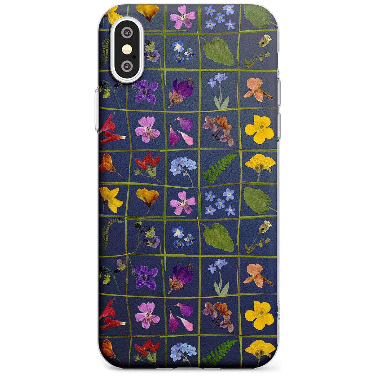 Wildflower Grid Boxes Pattern - Navy Slim TPU Phone Case Warehouse X XS Max XR