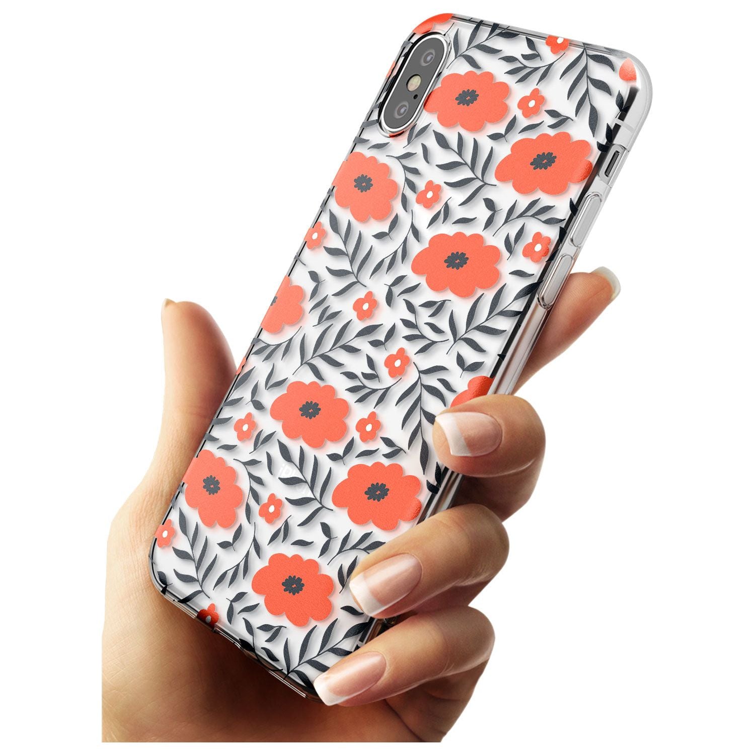 Red Poppy Transparent Floral Slim TPU Phone Case Warehouse X XS Max XR