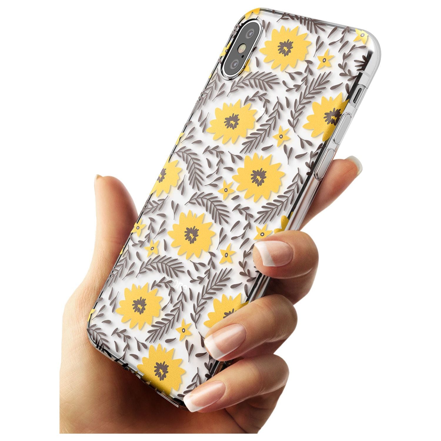 Yellow Blossoms Transparent Floral Slim TPU Phone Case Warehouse X XS Max XR