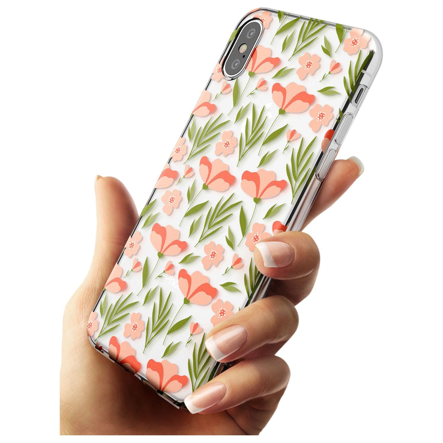 Pink Petals Transparent Floral Slim TPU Phone Case Warehouse X XS Max XR