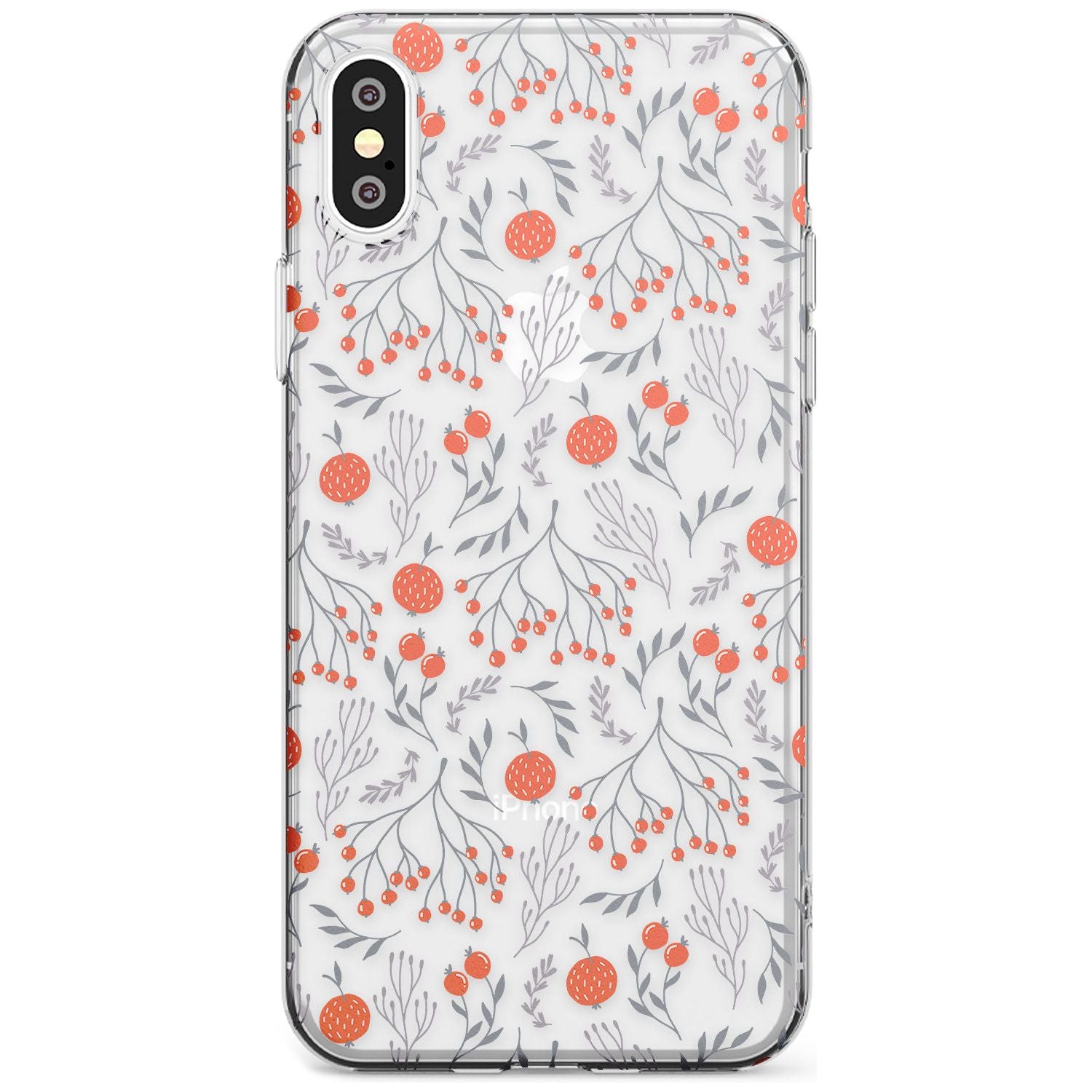 Red Fruits Transparent Floral Slim TPU Phone Case Warehouse X XS Max XR