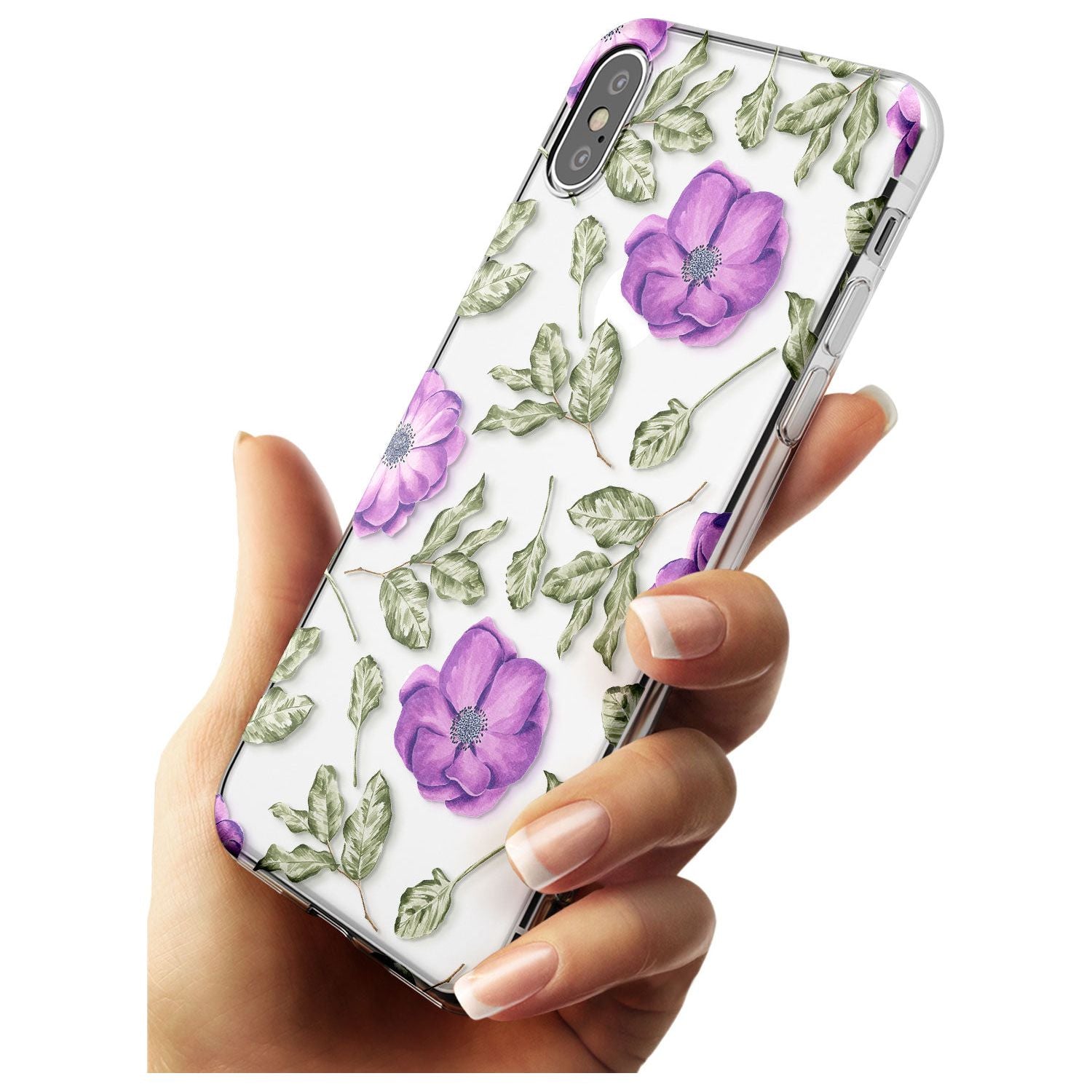 Purple Blossoms Transparent Floral Slim TPU Phone Case Warehouse X XS Max XR