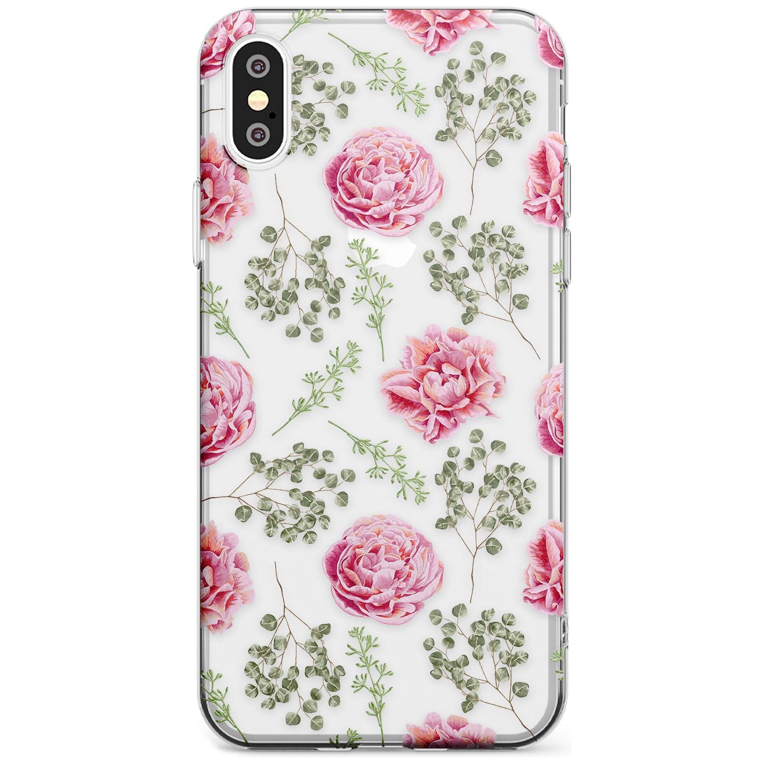Roses & Eucalyptus Transparent Floral Slim TPU Phone Case Warehouse X XS Max XR