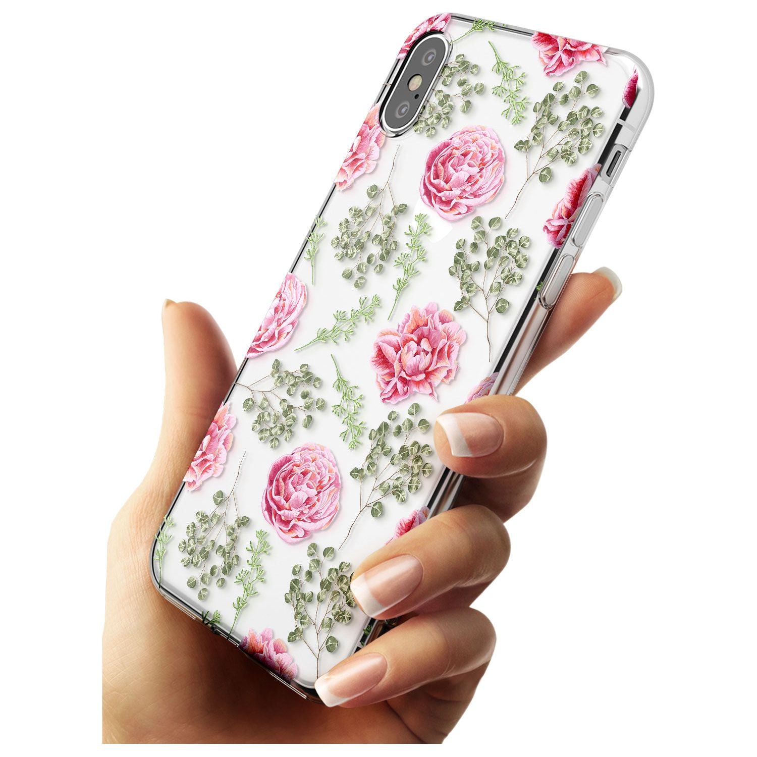 Roses & Eucalyptus Transparent Floral Slim TPU Phone Case Warehouse X XS Max XR