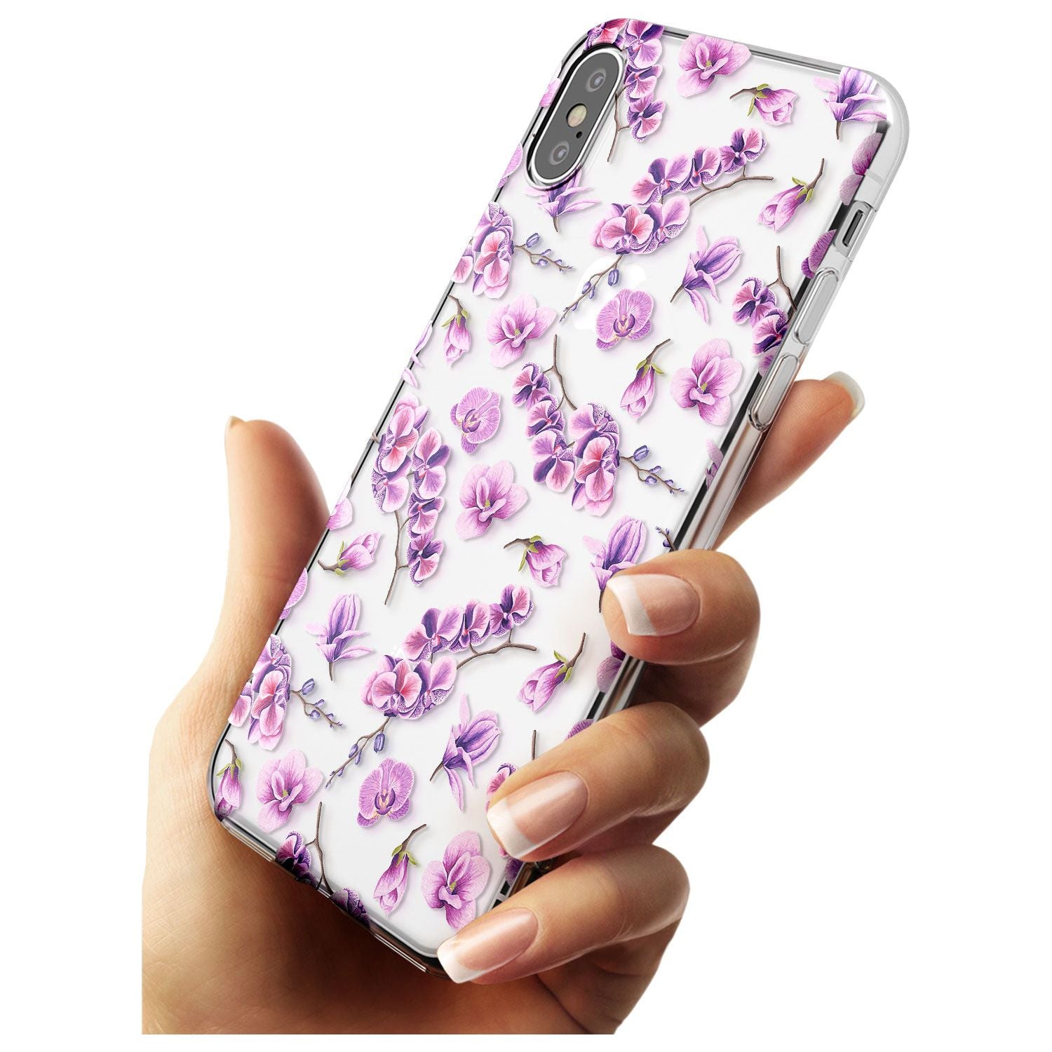 Purple Orchids Transparent Floral Slim TPU Phone Case Warehouse X XS Max XR