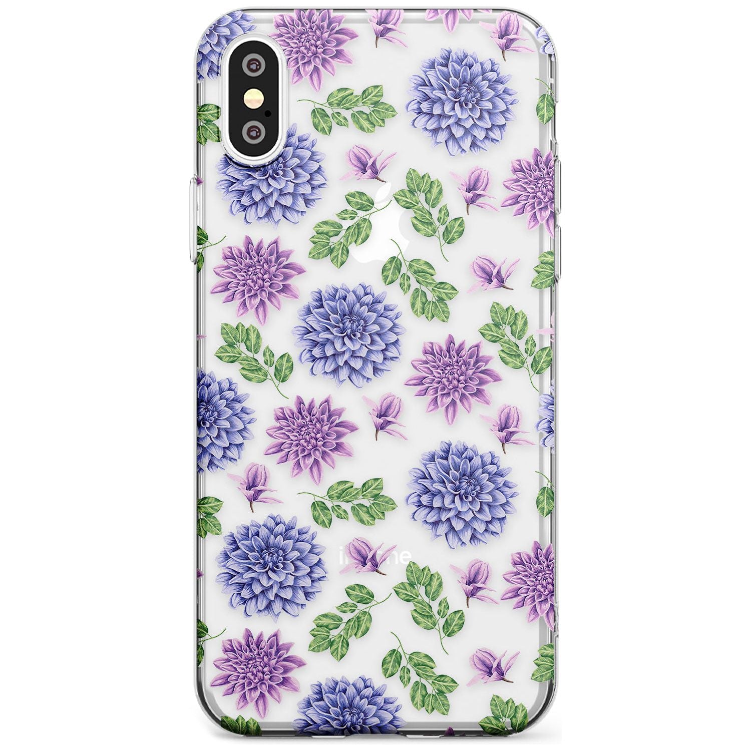 Purple Dahlias Transparent Floral Slim TPU Phone Case Warehouse X XS Max XR
