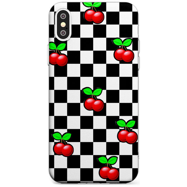 Checkered Cherry Slim TPU Phone Blanc Space X XS Max XR