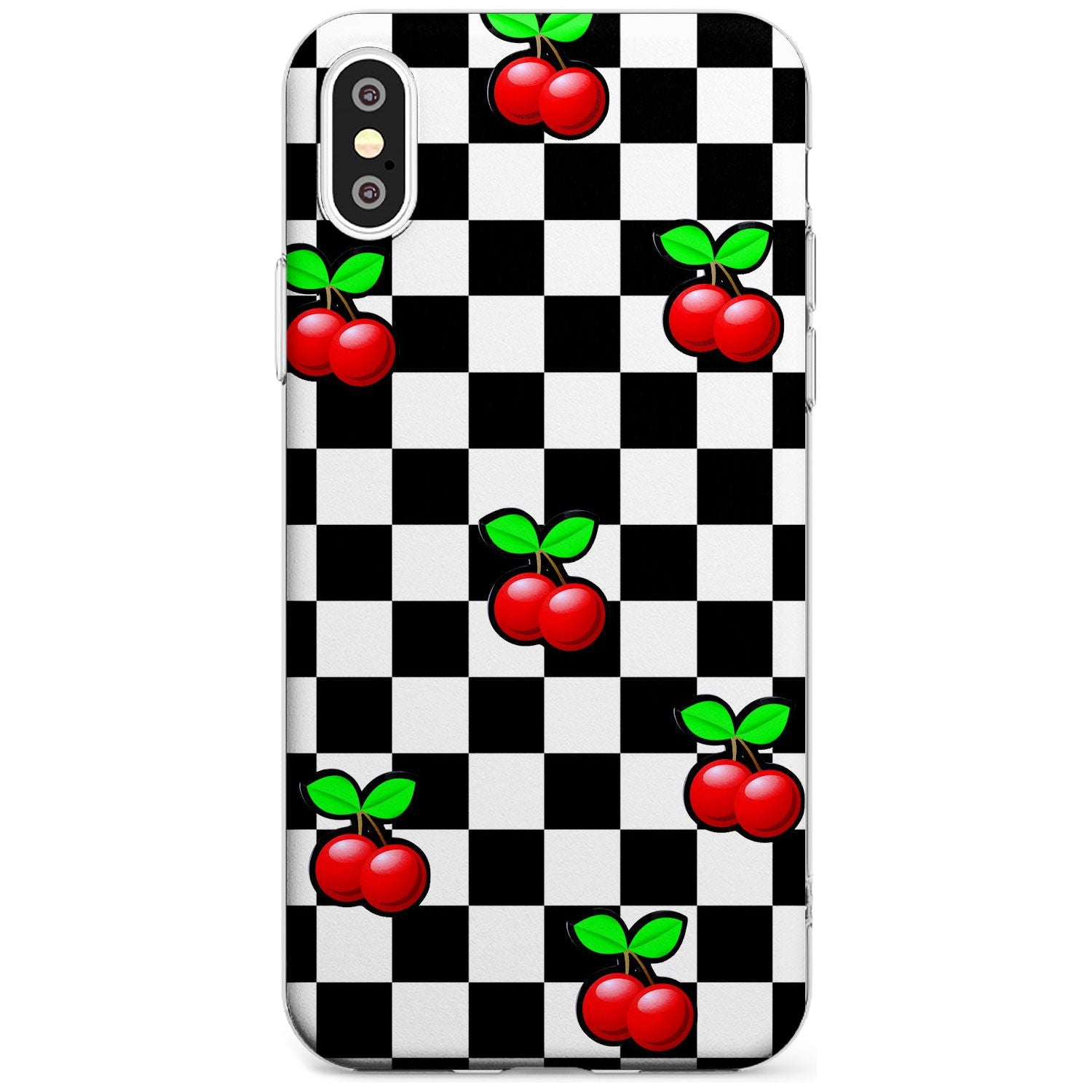 Checkered Cherry Slim TPU Phone Blanc Space X XS Max XR