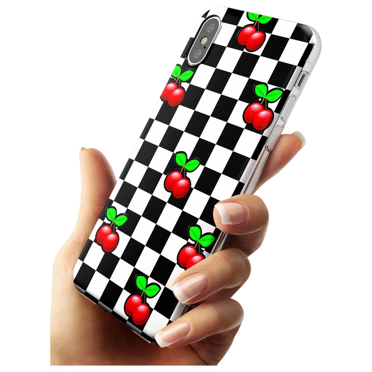 Checkered Cherry Slim TPU Phone Blanc Space X XS Max XR