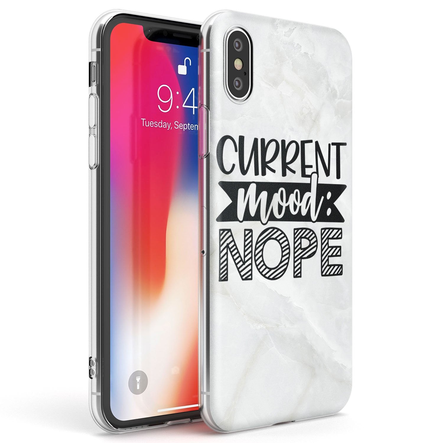 Current Mood NOPE Phone Case iPhone X / iPhone XS / Clear Case,iPhone XR / Clear Case,iPhone XS MAX / Clear Case Blanc Space