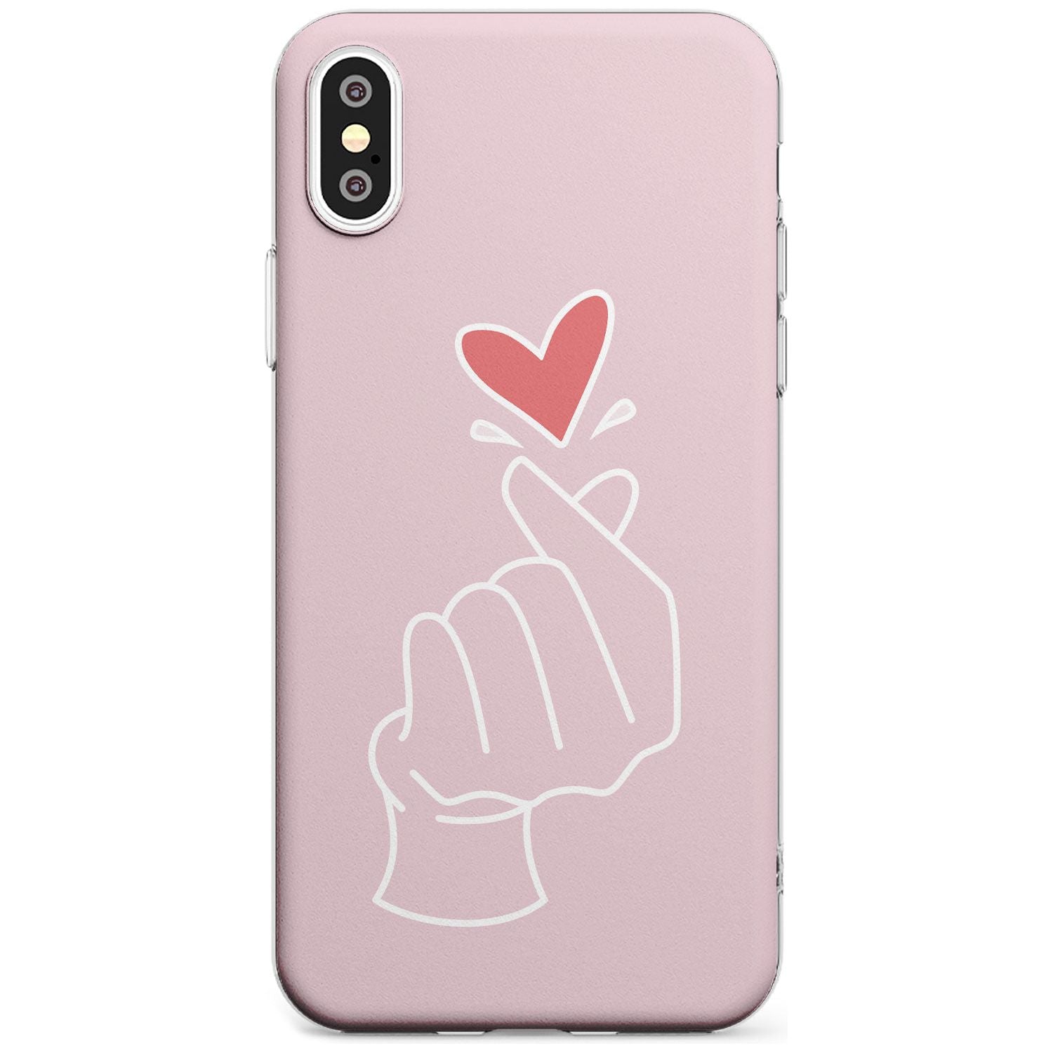 Finger Heart in Pink Black Impact Phone Case for iPhone X XS Max XR