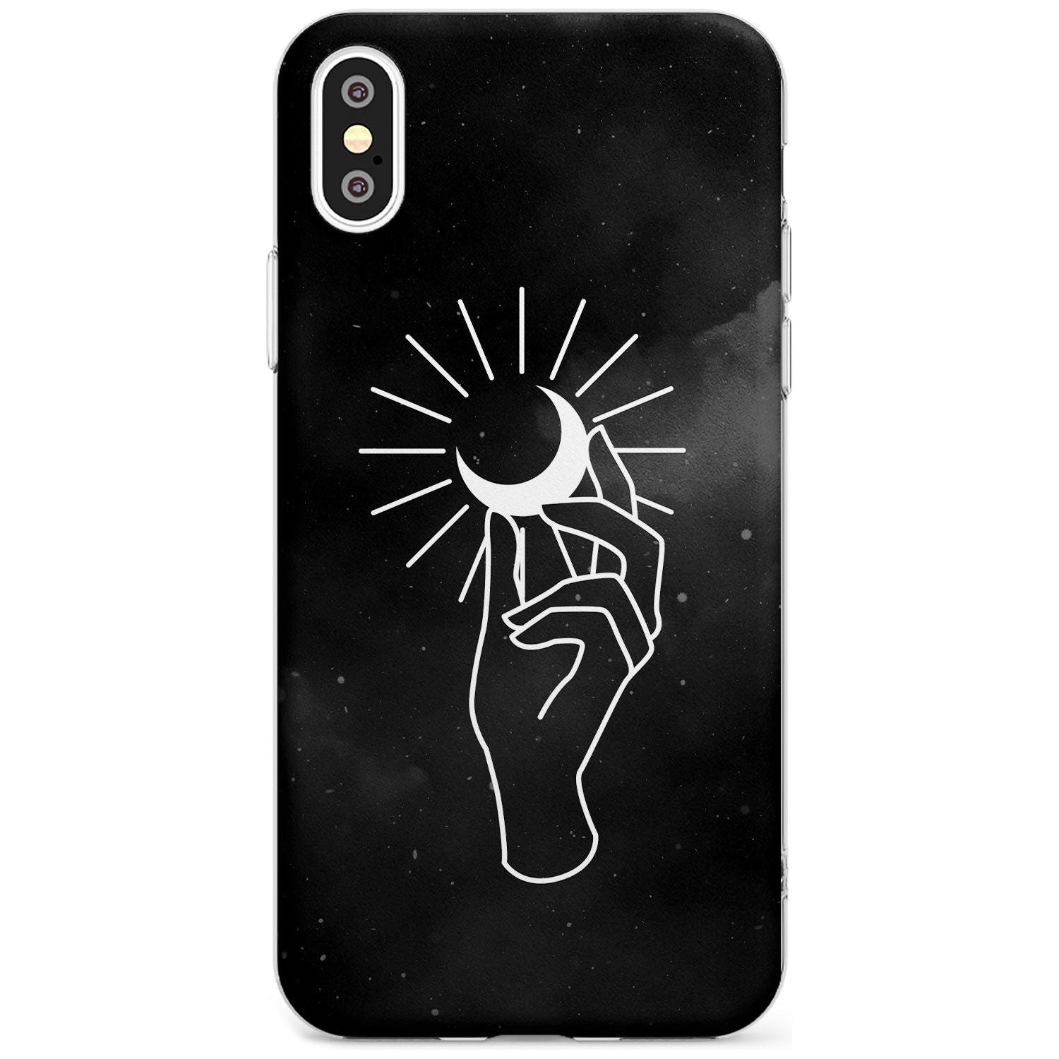 Hand Holding Moon Black Impact Phone Case for iPhone X XS Max XR