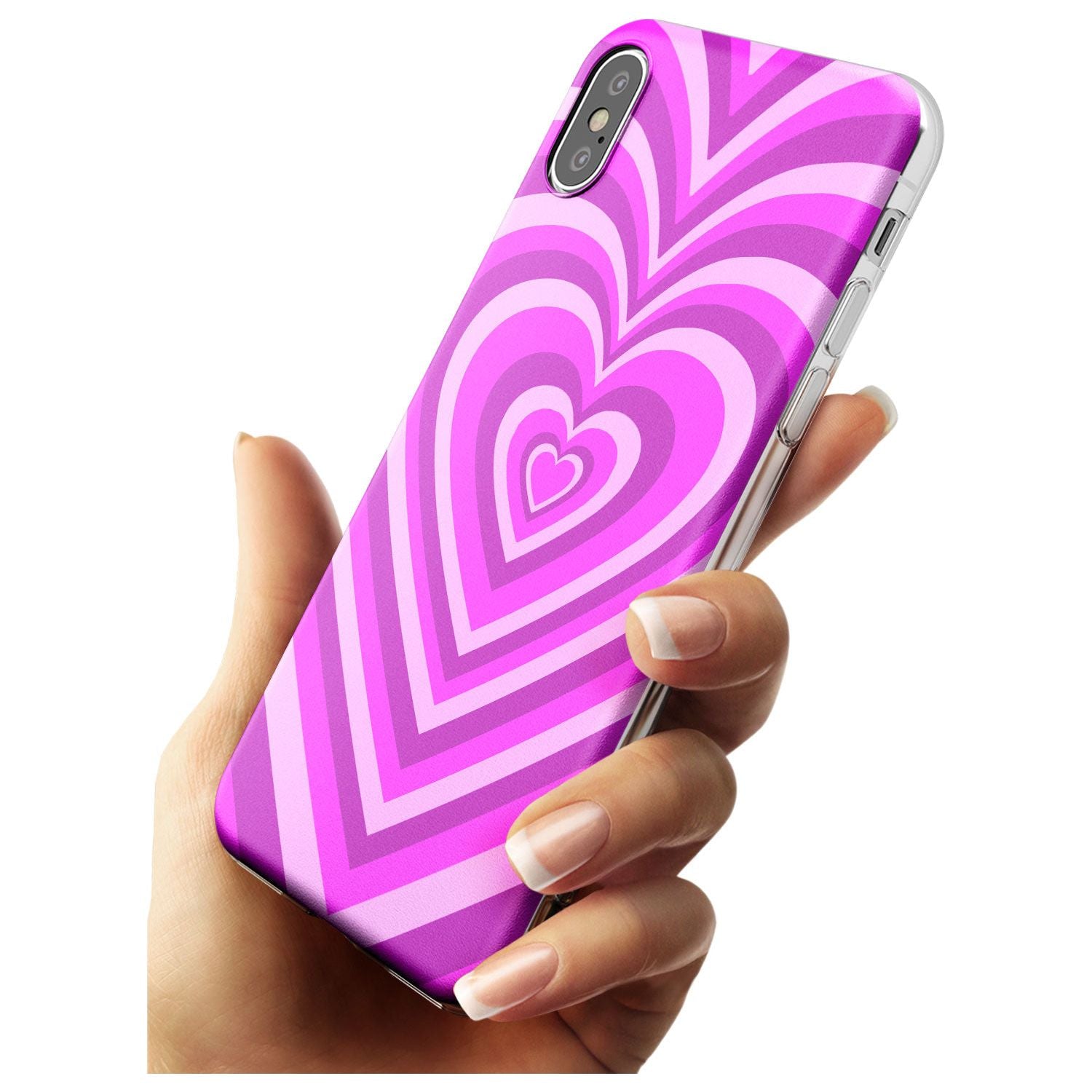 Pink Heart Illusion Slim TPU Phone Blanc Space X XS Max XR
