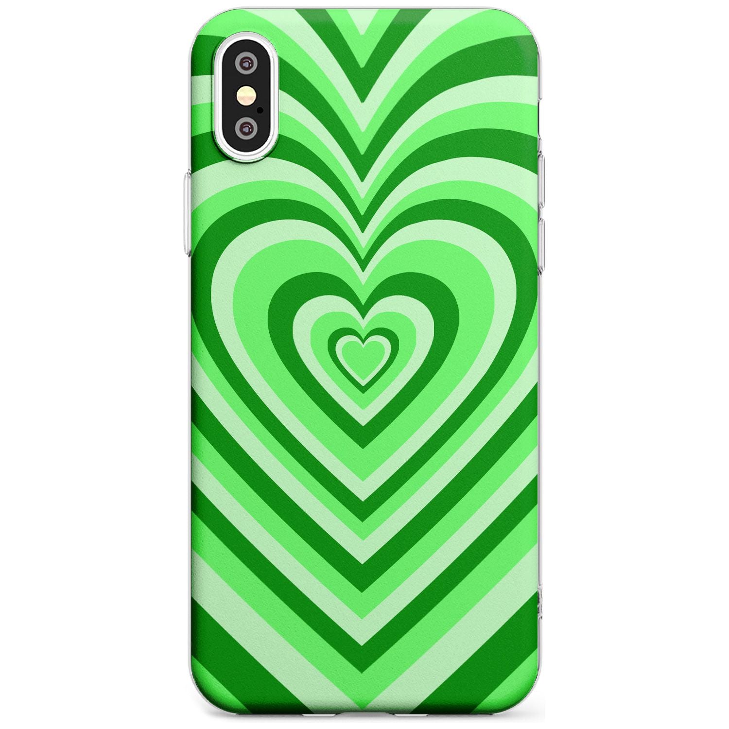 Green Heart Illusion Slim TPU Phone Blanc Space X XS Max XR