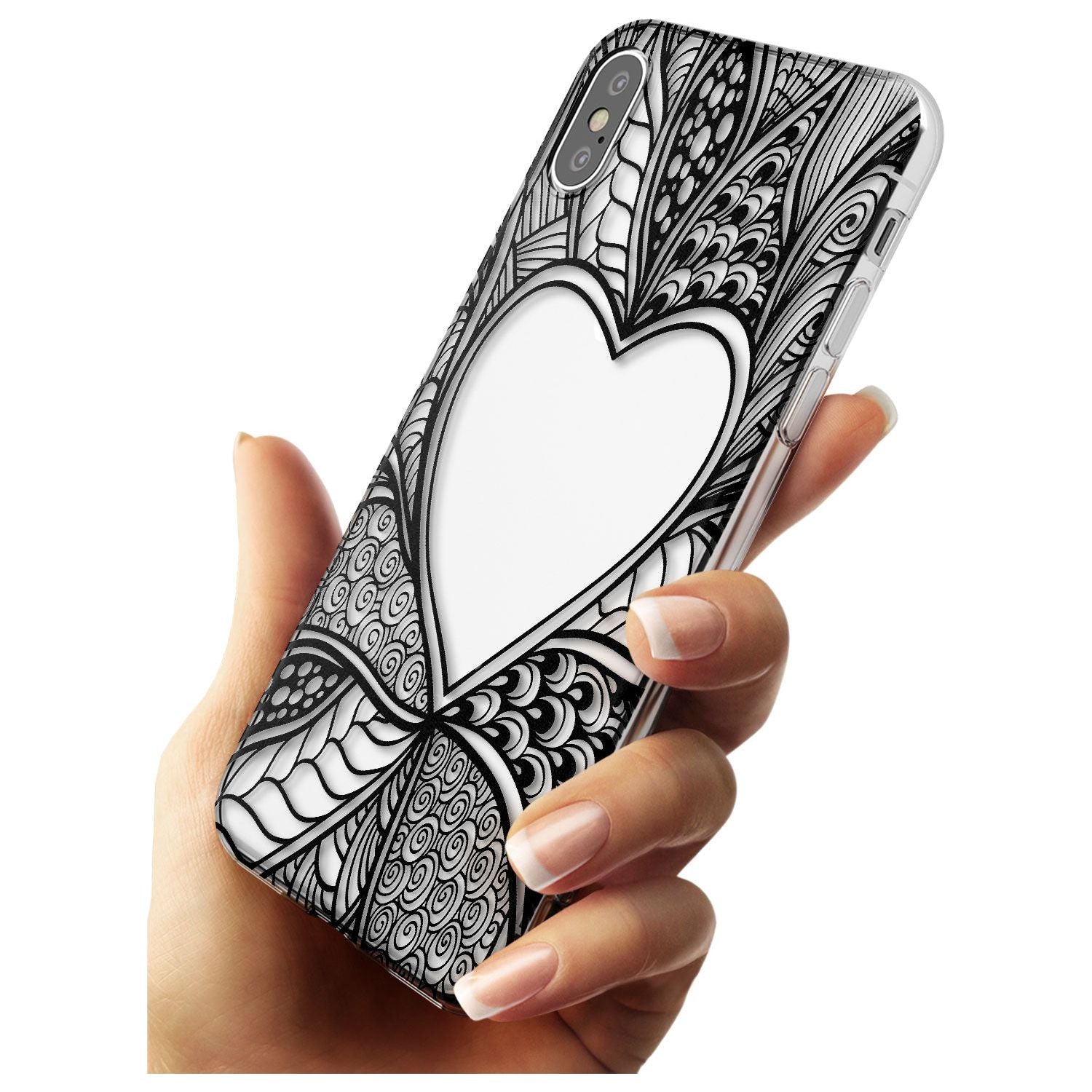 Black Henna Heart Slim TPU Phone Blanc Space X XS Max XR