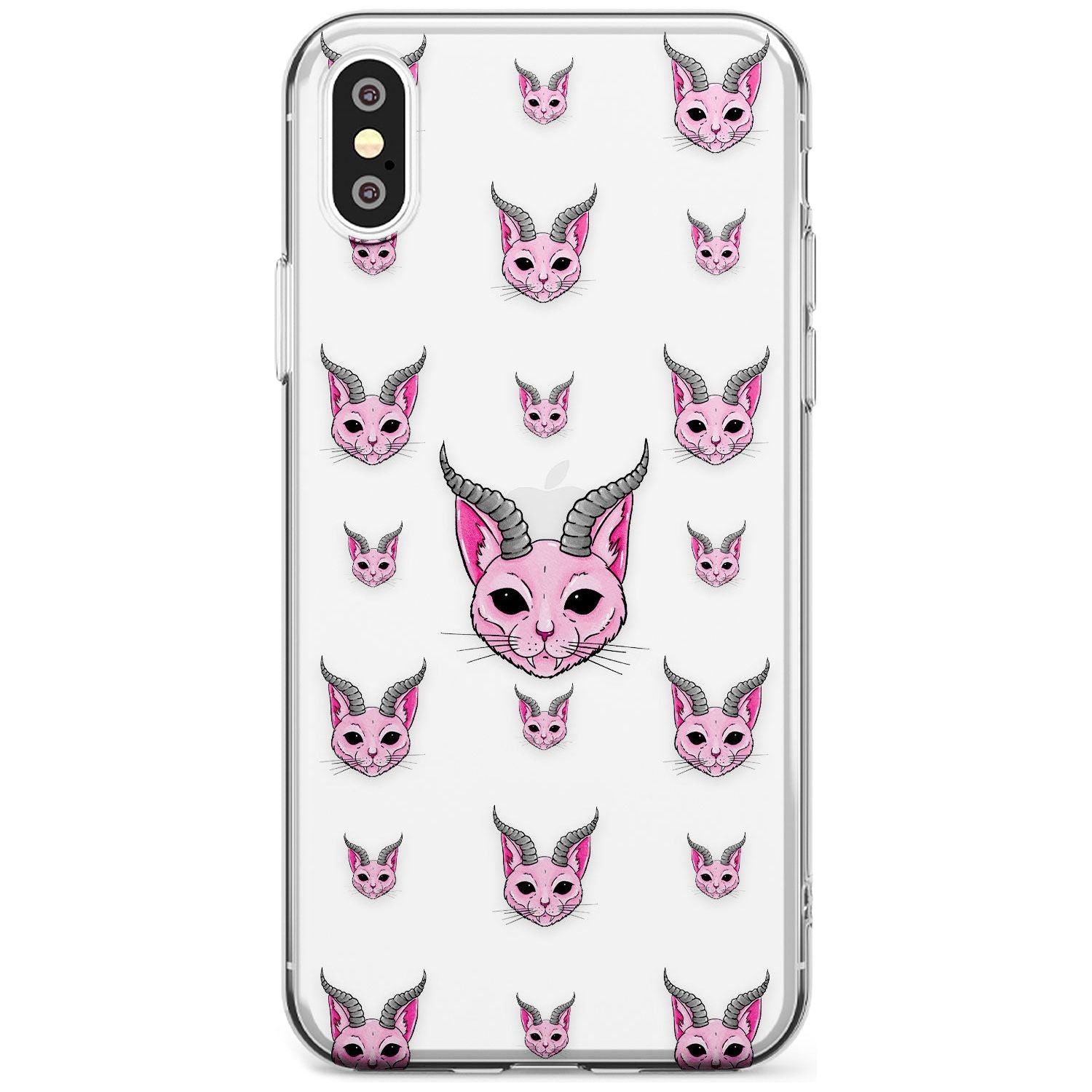 Demon Cat Pattern Phone Case iPhone XS MAX / Clear Case,iPhone XR / Clear Case,iPhone X / iPhone XS / Clear Case Blanc Space