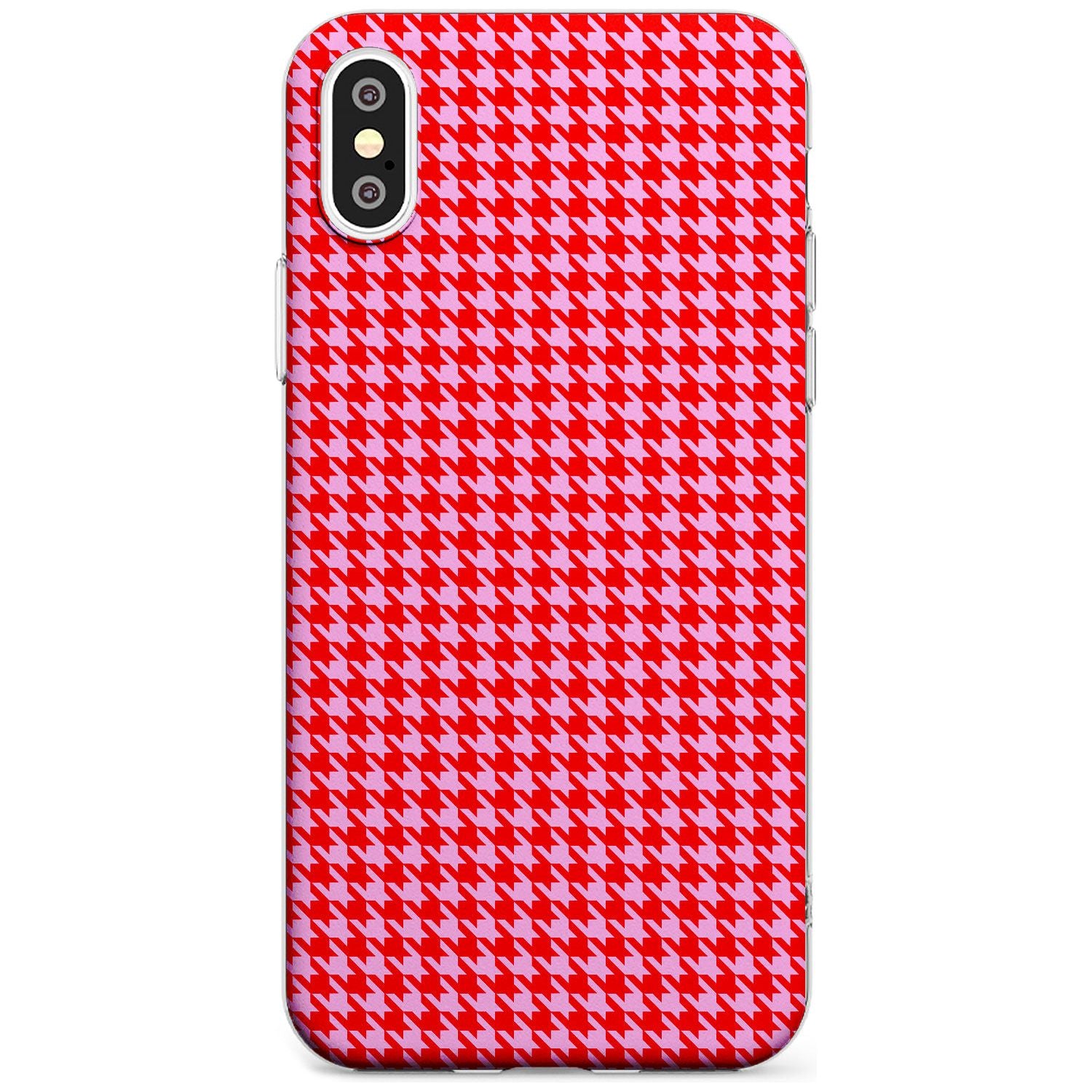 Neon Pink & Red Houndstooth Pattern Slim TPU Phone Case Warehouse X XS Max XR
