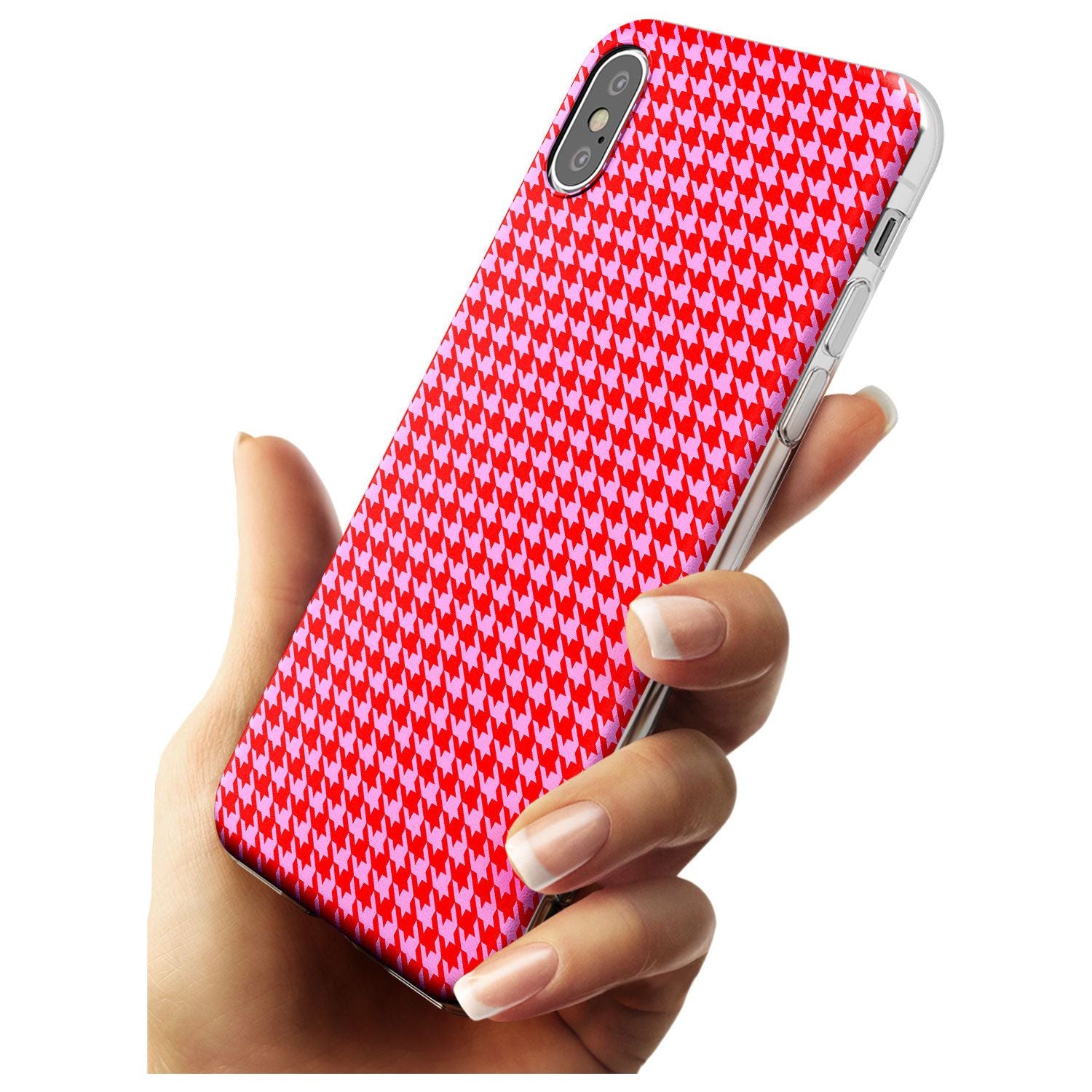Neon Pink & Red Houndstooth Pattern Slim TPU Phone Case Warehouse X XS Max XR