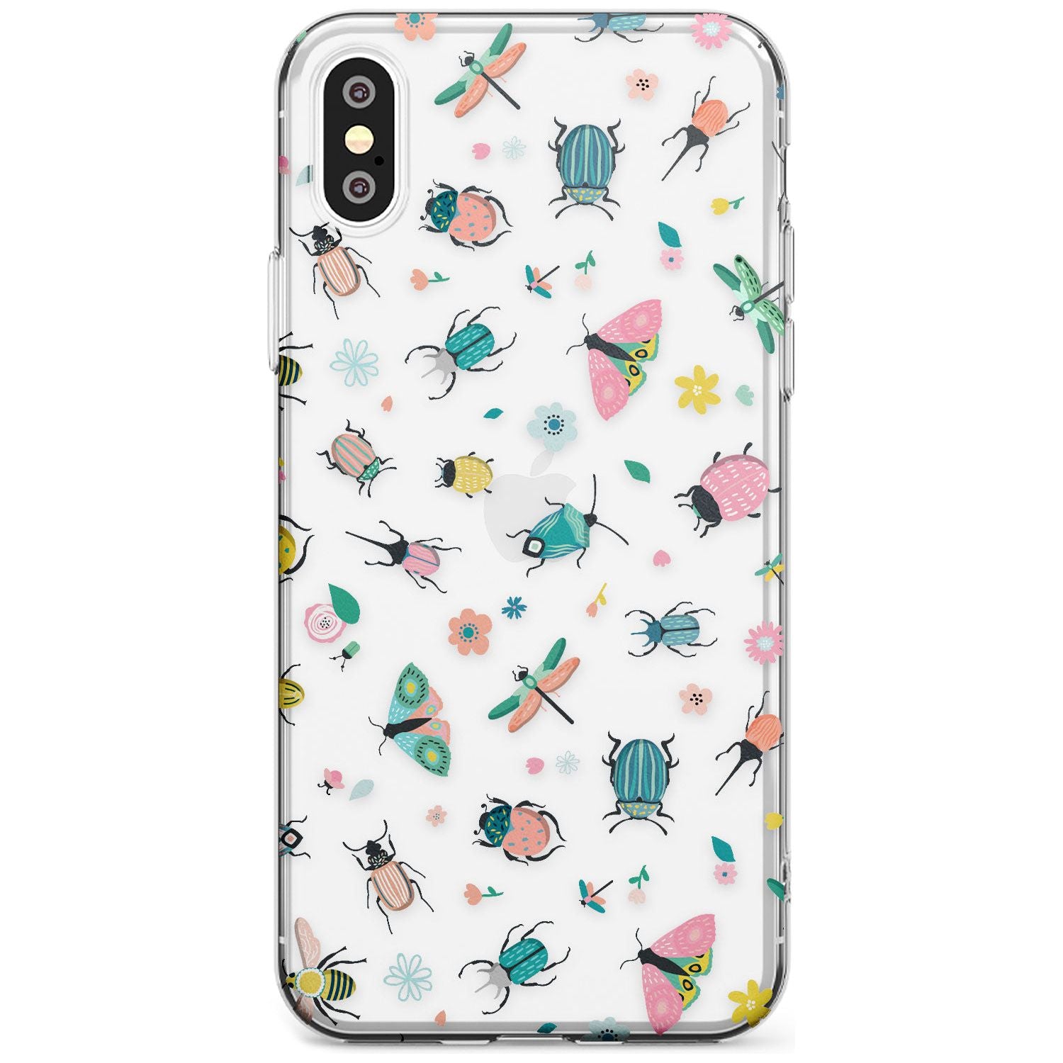 Spring Insects Black Impact Phone Case for iPhone X XS Max XR
